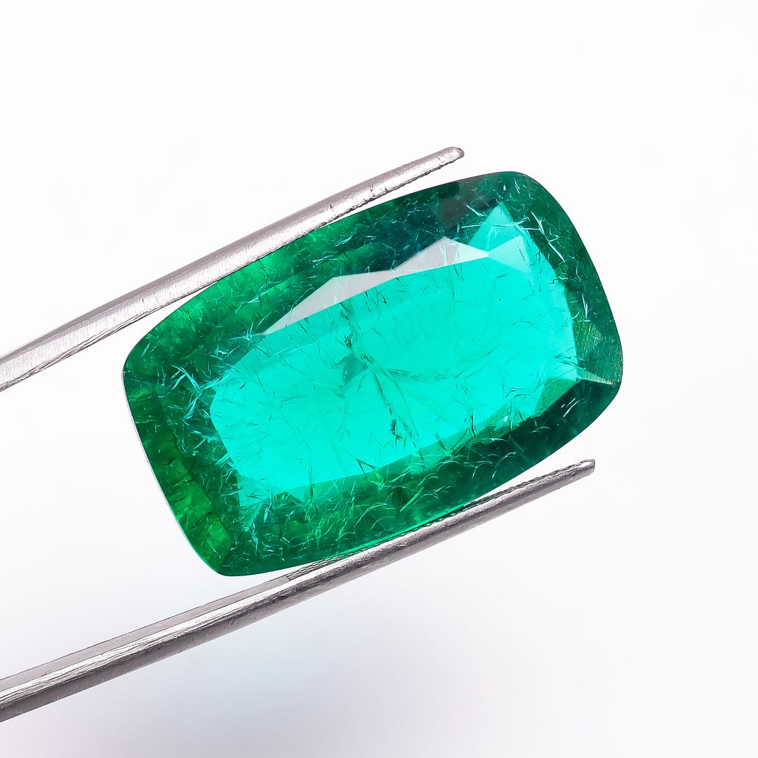Lab Created Emerald: 32 Ct Radiant Cut Loose Gemstone - Etsy