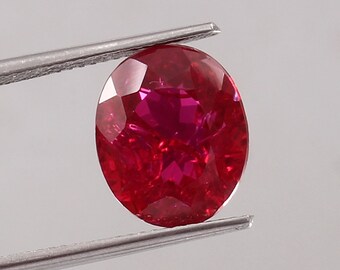 Lab Created Oval Ruby Gemstone: Red Cut Stone for Jewelry (10x12x6 mm)