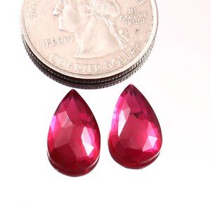 Può includere: Due pietre preziose rosse a forma di pera, ciascuna delle dimensioni di una moneta da 25 centesimi di dollaro americano.