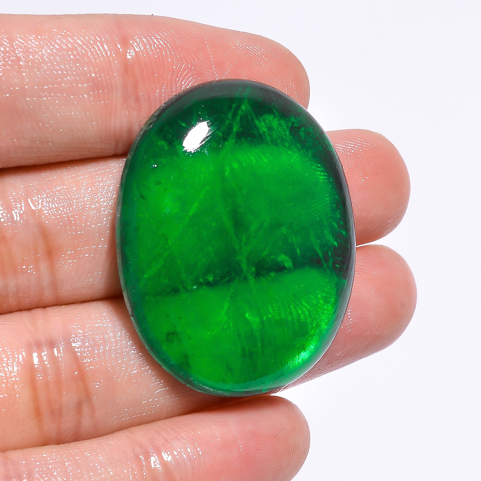 AAA Emerald Doublet Cabochon Oval Shape Cabochon Emerald Pendant Wedding Gift Gemstone For Making Jewelry 60.5 Ct 35X28X7mm R5381