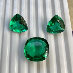 AAA Emerald Cut Lab Created Emerald Cushion Tragal Shape Cut Stone Loose Gemstone For Jewelry 53 Ct. 18X18X9   12x12x6 mm ZR-2162