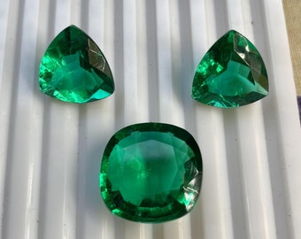 Lab Emerald Gemstone: Cushion & Tragal Cut, 53 Ct