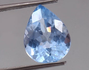 Lab Grown Aquamarine Gemstone: Pear Cut Loose Stone (7X9 MM TO 15X20 MM)