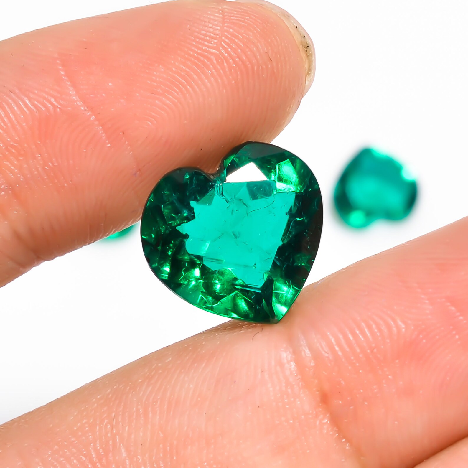 Wonderful Lab Created Emerald Heart Shape Cut Stone Loose Etsy