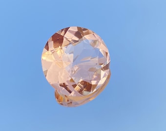 Lab Created Morganite Gemstone: Round Cut Loose Stone (28X28X15 mm)