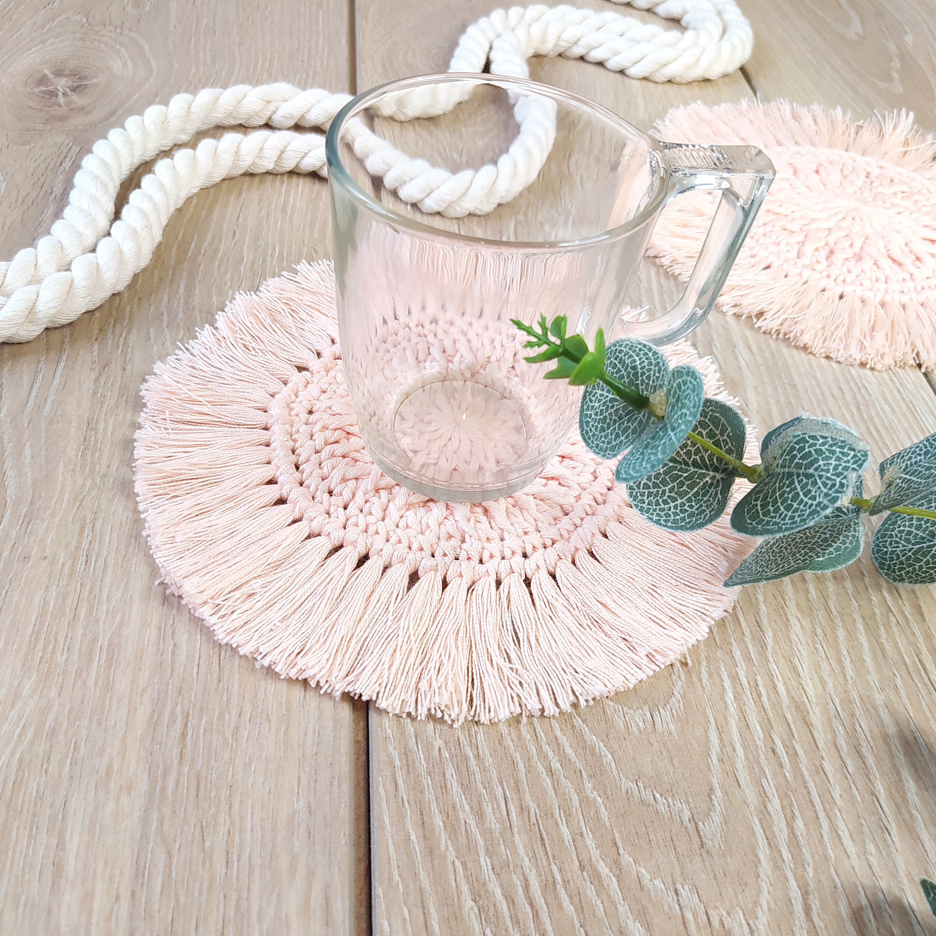 Set of 2 Boho coastersCrochet coastersRustic coastersCandle Etsy