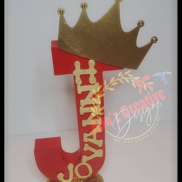 Each 12" 3D Letter with Gold Crown...personalized with name. Also available in 8"