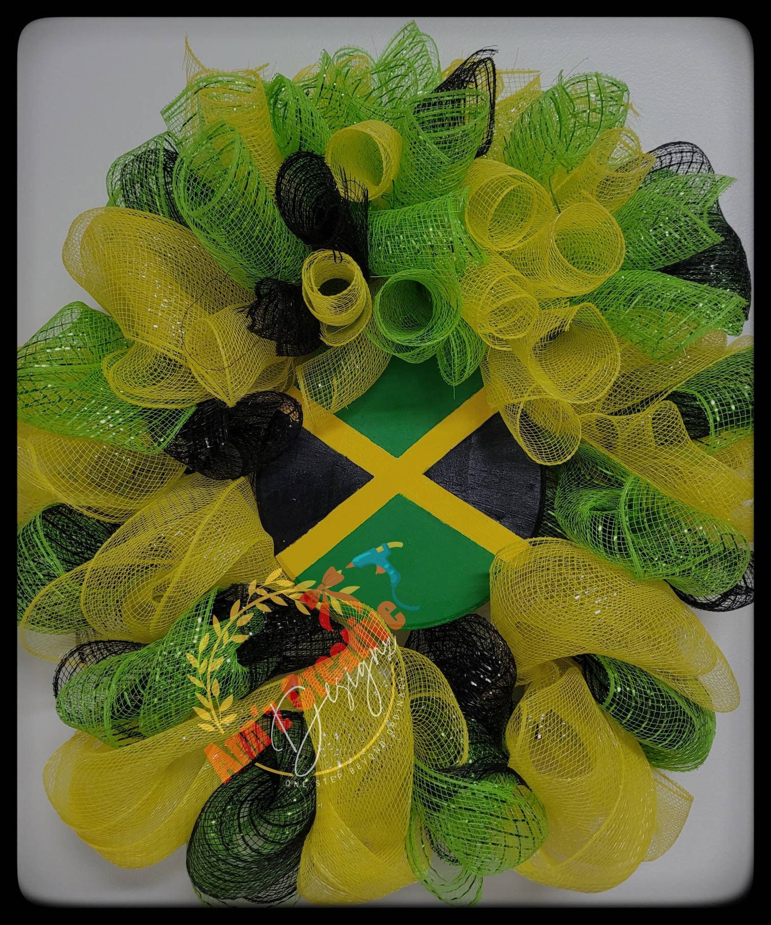 Jamaican Theme Wreath With Hand Painted Center Piece Etsy