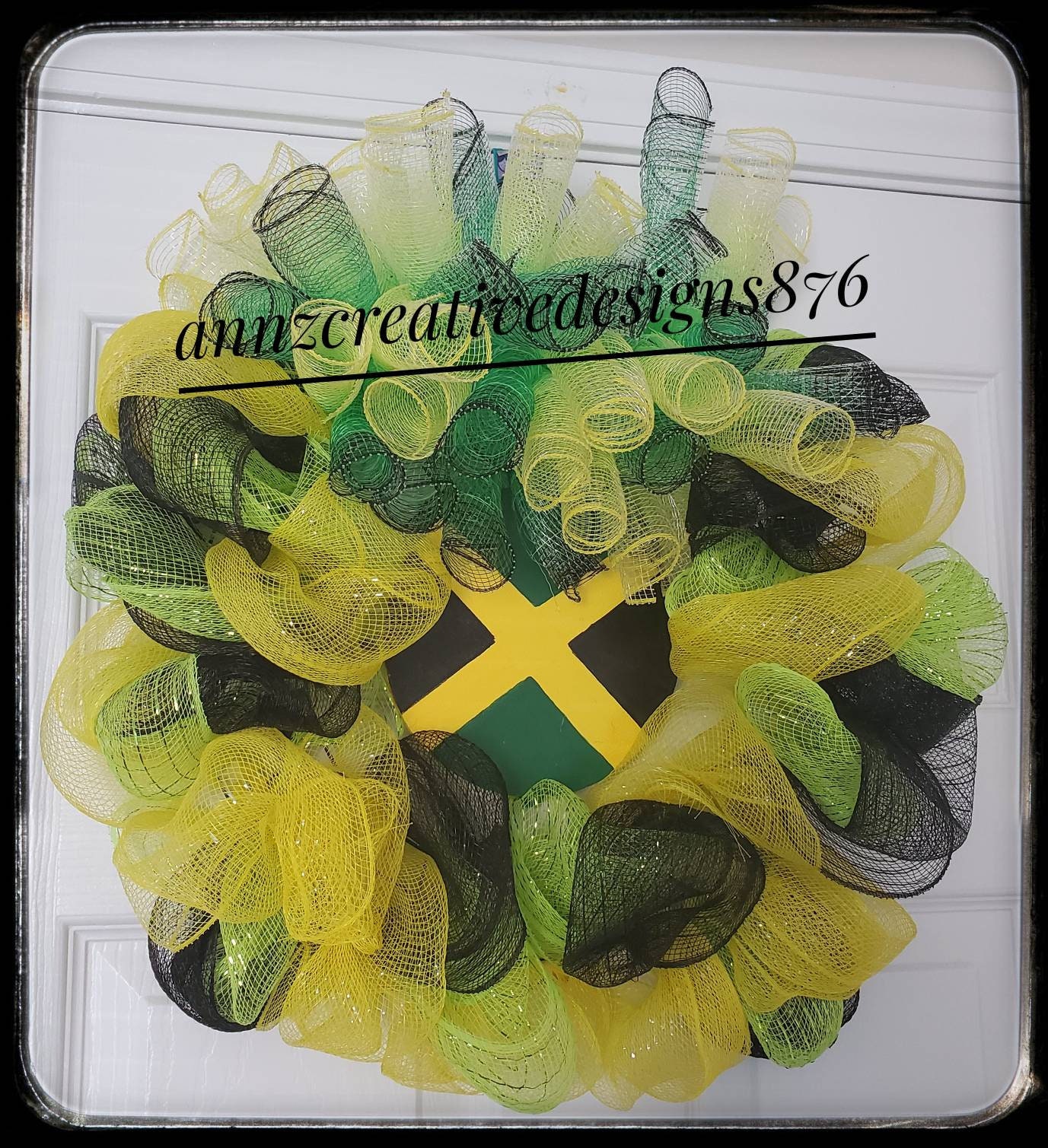 Jamaican Theme Wreath With Hand Painted Center Piece Etsy