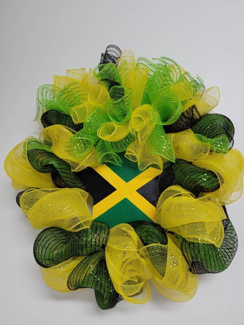 Jamaican Theme Wreath With Hand Painted Center Piece Etsy