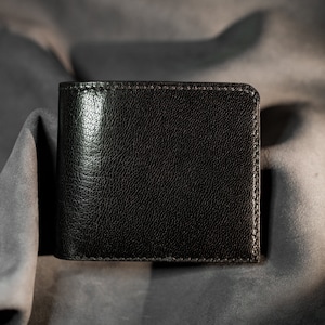 Cartera clásica de cuero negro plegable, cartera personalizada para hombre.