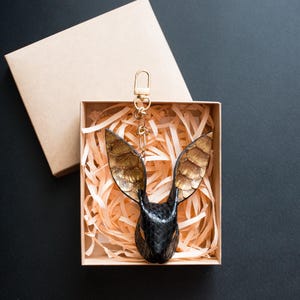 Python leather rabbit-shaped bag charm, handmade goatskin bag charm, bag charms