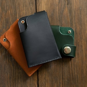 Portafoglio sottile in pelle per 6-8 carte, portafoglio sottile minimalista, portafoglio fatto a mano, EDC