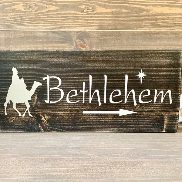 Bethlehem Wood Sign, Christmas Home Decor, Christmas Home Sign, Star of Bethlehem, Wise Men Christmas Decor