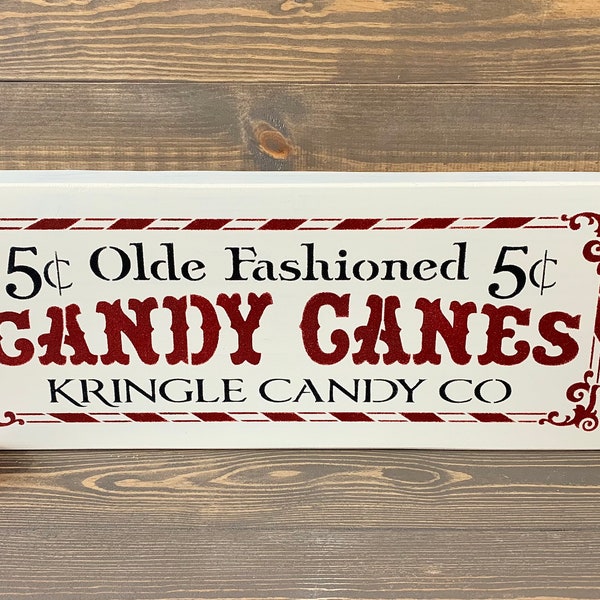 Olde Fashioned Candy Canes Kringle Co Wood Sign, Christmas Sign, Christmas Home Decor, Candy Cane Decor, Farmhouse Christmas Decor