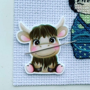 Highland Cow Needle Minder For Cross Stitch And Embroidery