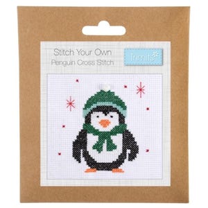 Cross Stitch Christmas Penguin Kit, Christmas Penguin, Christmas Kit, Penguin, Cross Stitch Gift, Cross Stitch Kit, Christmas Gift