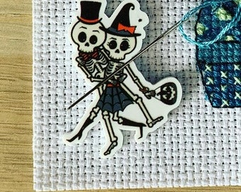 Halloween Skeletons Needle Minder For Cross Stitch And Embroidery