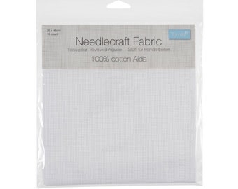 White Aida Fabric 16 Count 45 x 30cm, 18 x 12 inches, Cross Stitch Fabric, Embroidery Fabric, Sewing Fabric, Aida
