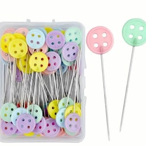 100 x Button Sewing Pins, Pastel Pins, Flat Head Pins, Sewing Accessories, Dress Making, Fixing Pin, Craft Supplies