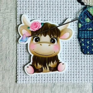 Highland Cow Needle Minder For Cross Stitch And Embroidery