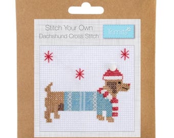 Cross Stitch Christmas Dog Kit, Christmas Dog, Christmas Kit, Dog, Cross Stitch Gift, Cross Stitch Kit, Christmas Gift