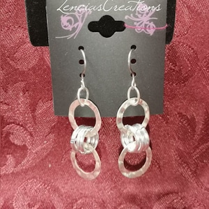 Titanium Circle Dangle Earrings, Double Hoop Earrings, Hypoallergenic For Sensitive Ears, Nickel Free, Titanium, or Niobium Earrings for Her