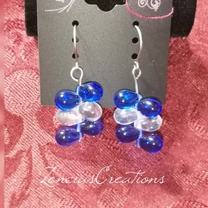 Titanium Blue and White Teardrop Dangle Earrings Hypoallergenic for Sensitive Ears - Earrings for Women - Nickel Free Earrings for Her