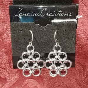 Titanium - Chain mail Rose Aluminum Dangle Earrings, Titanium Earrings,  Hypoallergenic Earrings for Sensitive Ears, Earrings for women