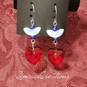 Titanium Earrings - Red Heart Dangle Earrings Hypoallergenic for Sensitive Ears - Titanium Earrings for Women - Nickel Free Earring