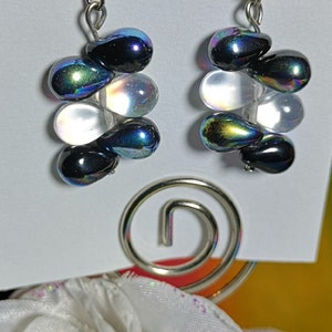 Titanium Clear and Black Tear Drop Dangle Earrings Hypoallergenic for Sensitive Ears -  Earrings for Women - Nickel Free Earrings for Her
