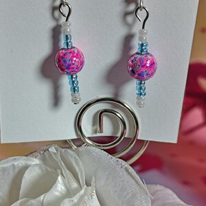 Titanium  -Glass Beads Dangle Earrings Hypoallergenic for Sensitive Ears - Titanium Earrings for Women - Nickel Free Earrings for Her