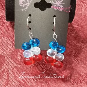 Titanium - Red, White and Blue - American - Tear Drop Dangle Earrings for Sensitive Earrings - Titanium Earrings for Women - Nickel Free