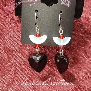 Titanium - Black Heart Dangle Earrings Hypoallergenic for Sensitive Ears -  Earrings for Women - Nickel Free Earrings for Her - Allergy Free