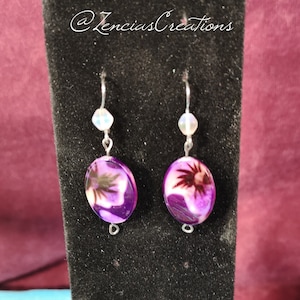 Titanium Violet Flowers - 2 sided - Niobium ULTRA - Dangle Earrings, Niobium Earrings, Hypoallergenic for Sensitive Ears