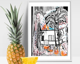 Casa para download em impressão de arte abstrata de LA