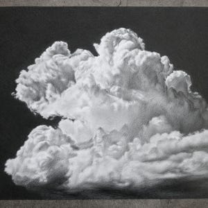 Originale Graphitstiftzeichnung der Wolke, handgezeichnet