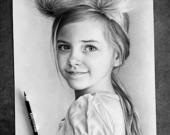 Realistic pencil portrait drawing, Drawing from photo for mom, father, children, grandparents, husband, wife