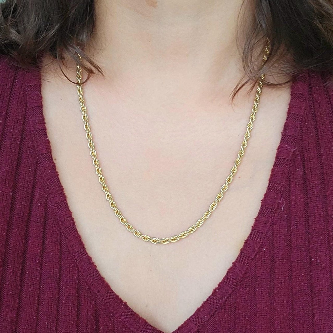 Vintage Classic Simple Gold Rope Necklace Chain - Etsy
