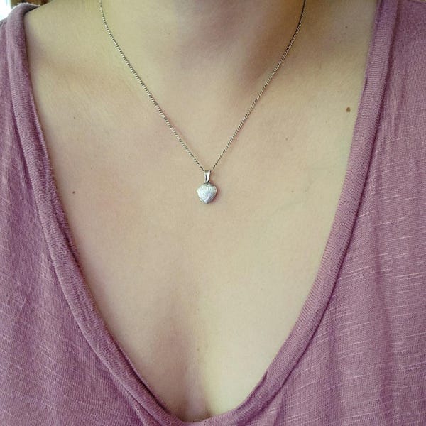Collier médaillon coeur classique délicat en argent sterling 925 vintage