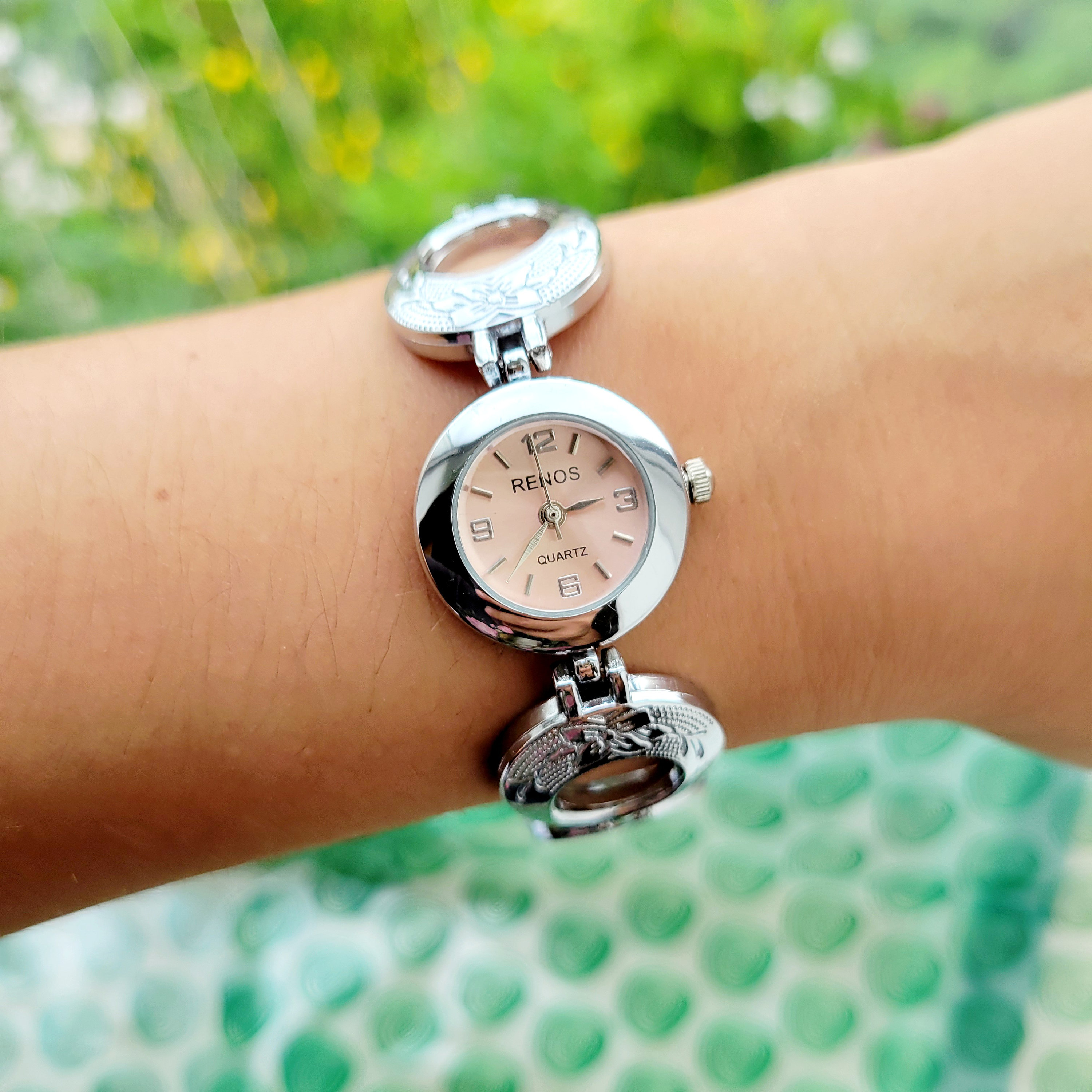 Classic Renos Quartz Silver Pink Watch Etsy UK