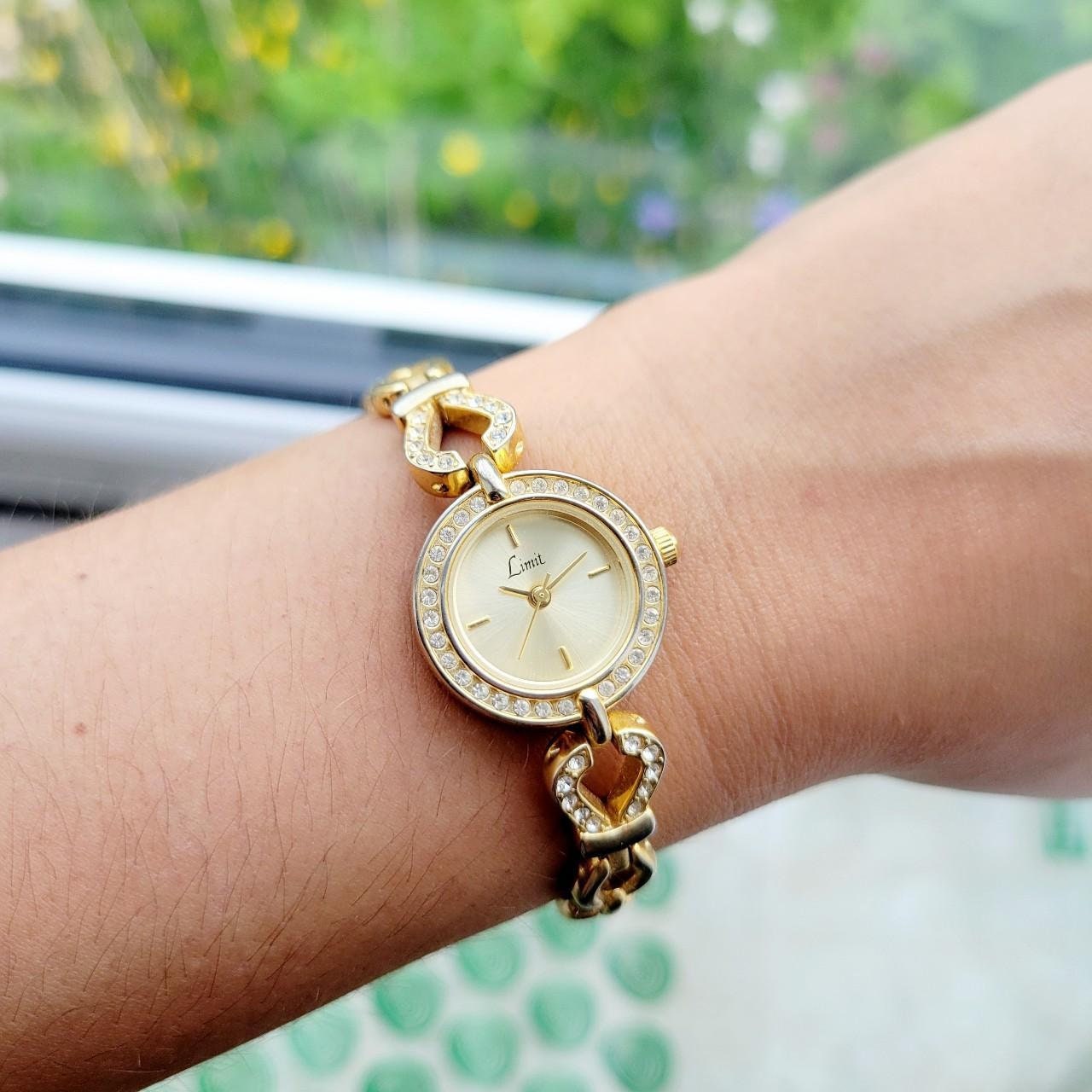 Clear Rhinestone Bracelet Watch with Gold Case Amazon.com: SENRUD Luxury Quartz Chain Bracelet Watches  main image 4