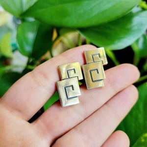 Boutons de manchette géométriques modernistes dorés vintage