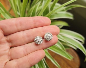 Disco Ball Rhinestone Sparkle Pavé Crystal Ball Design Stud Earrings Studs