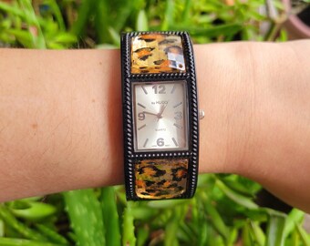 HUGO Leopard Print Cuff Watch Etsy UK