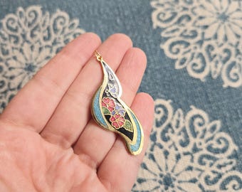 Vintage Cloisonne Emalj Blomsterhänge