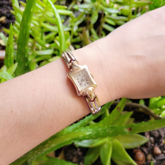 Dainty rose top gold watch