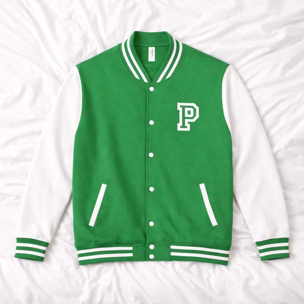 Discover PADDY Shamrock St Saint Patricks Day Letterman Baseball Jacket| Unisex Green Four Leaf Clover P Initial Jacket Gift