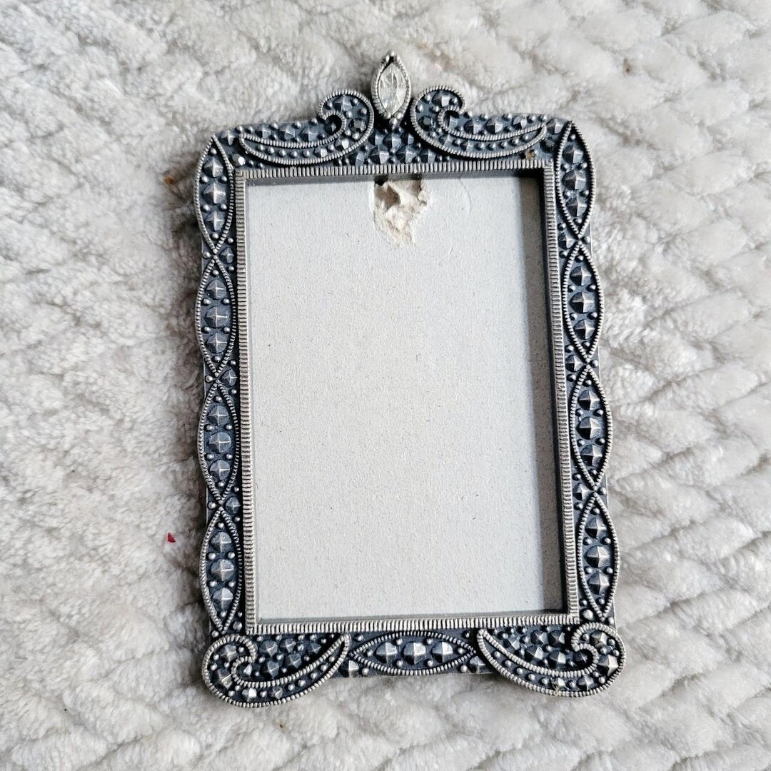 Vintage Tiny Silver Studded Rhinestone Frame - Etsy