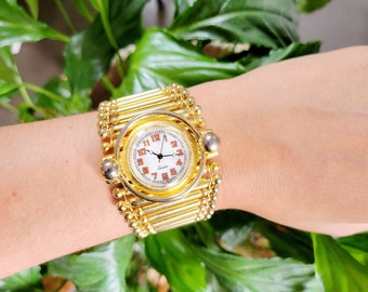 Vintage Modern Funky Chunky Gold Quartz Watch